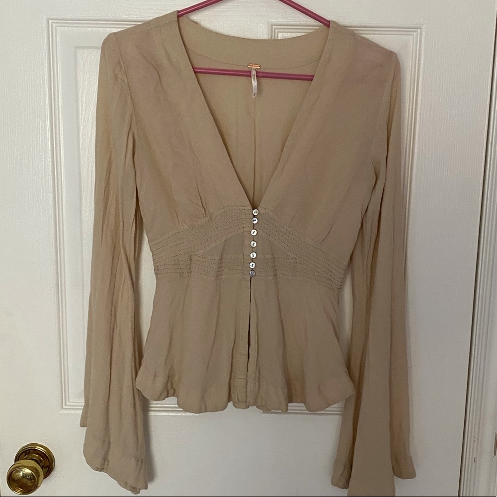 FREE PEOPLE LONG SLEEVE BELLE BLOUSE